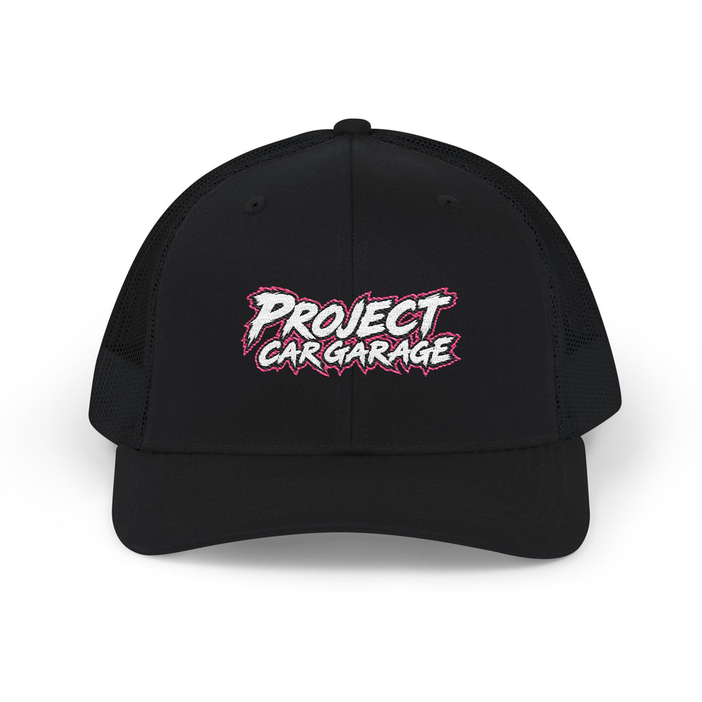 Project Car Garage Snapback Trucker Cap — Retro Racing Logo Hat
