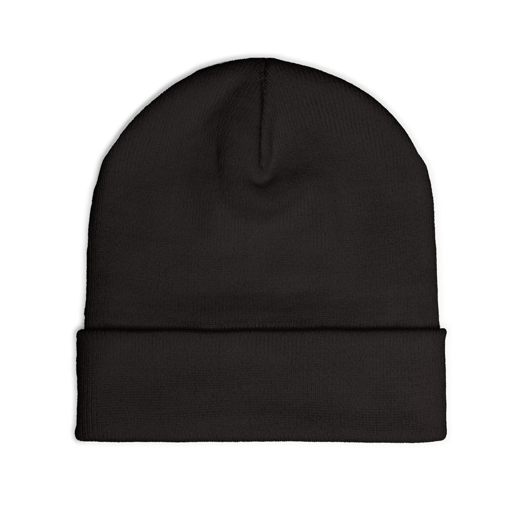 Embroidered 'Project Car Garage' Knit Beanie — Black Cuffed Winter Hat